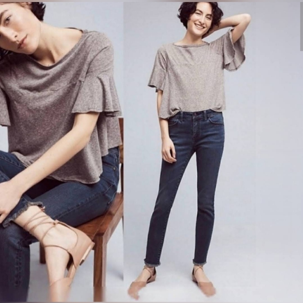 Anthropology Pilcro And The Letterpress Jeans Script Blue Color Raw Hem …